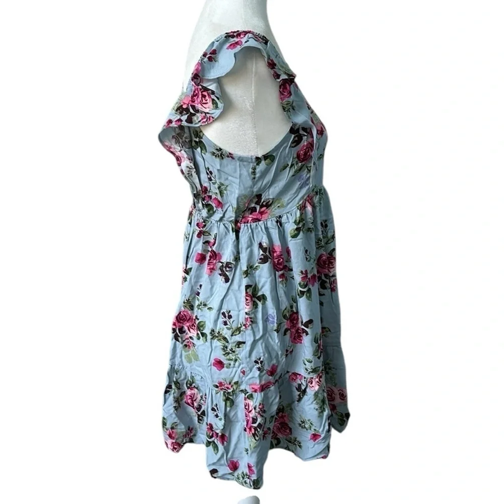The Children's Place Girls Mommy And Me Floral Tiered Dress Blue Size 16 XXL NWT